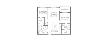 The Oasis 2 Bed 2 Bath Floor Plan at AxisOne, 34994