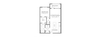 The Port 1 Bed 1 Bath Floor Plan at AxisOne, Stuart, FL