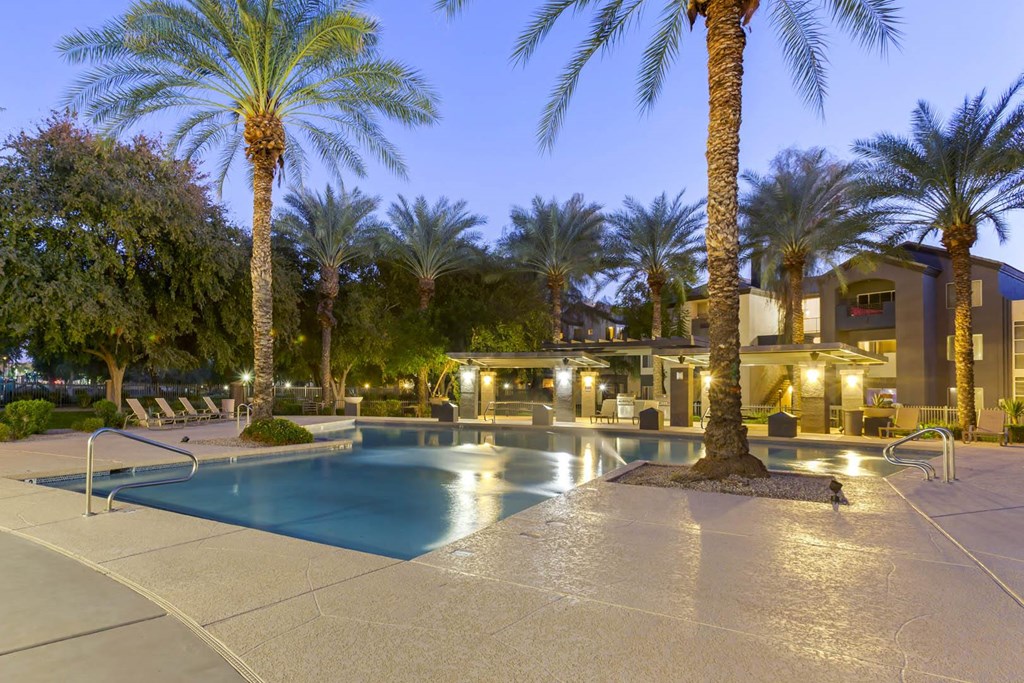 Pool View at Night at Sweetwater At Metro North, Phoenix, AZ, 85029