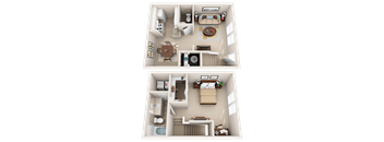 1 Bed 1.5 Bath Floor Plan at The Arbor Walk Apartments, Tampa, Florida