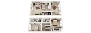 2 Bed 2.5 Bath Floor Plan at The Arbor Walk Apartments, Florida
