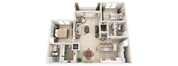 2 Bed 2 Bath Floor Plan at The Arbor Walk Apartments, Tampa