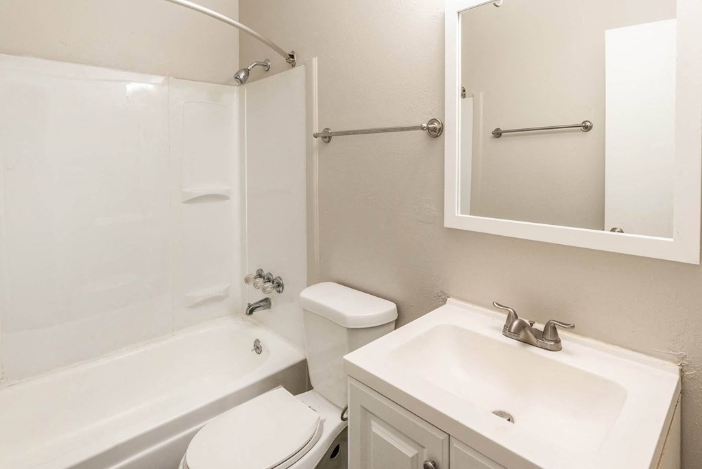 a bathroom with a sink toilet and bathtub