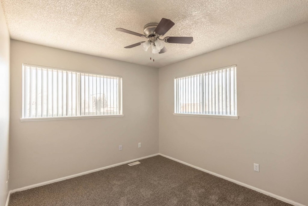 Bedroom With Ceiling Fan at Aspen Townhomes, Colorado Springs, 80909