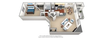 1 Bed 1 Bath Floor Plan at BrookStone Village, Ohio, 45209