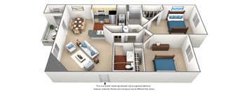 2 Bed 2 Bath Floor Plan at BrookStone Village, Cincinnati, OH, 45209