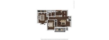 2 bedroom 1 bath floor plan at Canopy Glen, Georgia, 30093