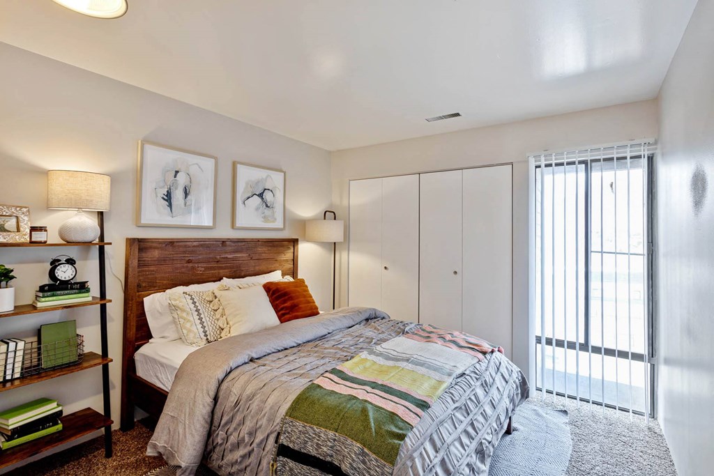Bedroom With Expansive Windows at Cliffs at Canyon Ridge, Ogden