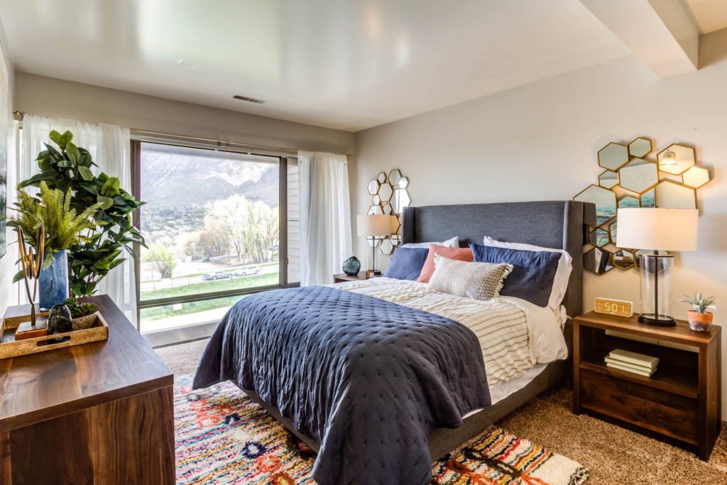 Beautiful Bright Bedroom With Wide Windows at Cliffs at Canyon Ridge, Ogden, UT