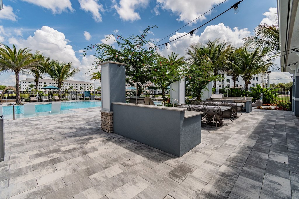 Poolside Grill and Picnic Tables at Edge75, Naples, Florida 34104