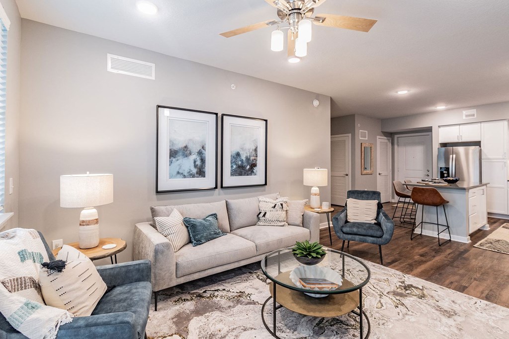 Living Room with Ceiling Fan at Edge75, Florida