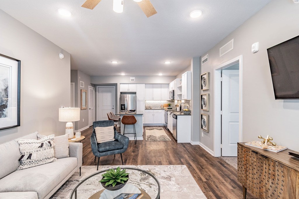 Living Room with Kitchen View at Edge75, Naples, FL
