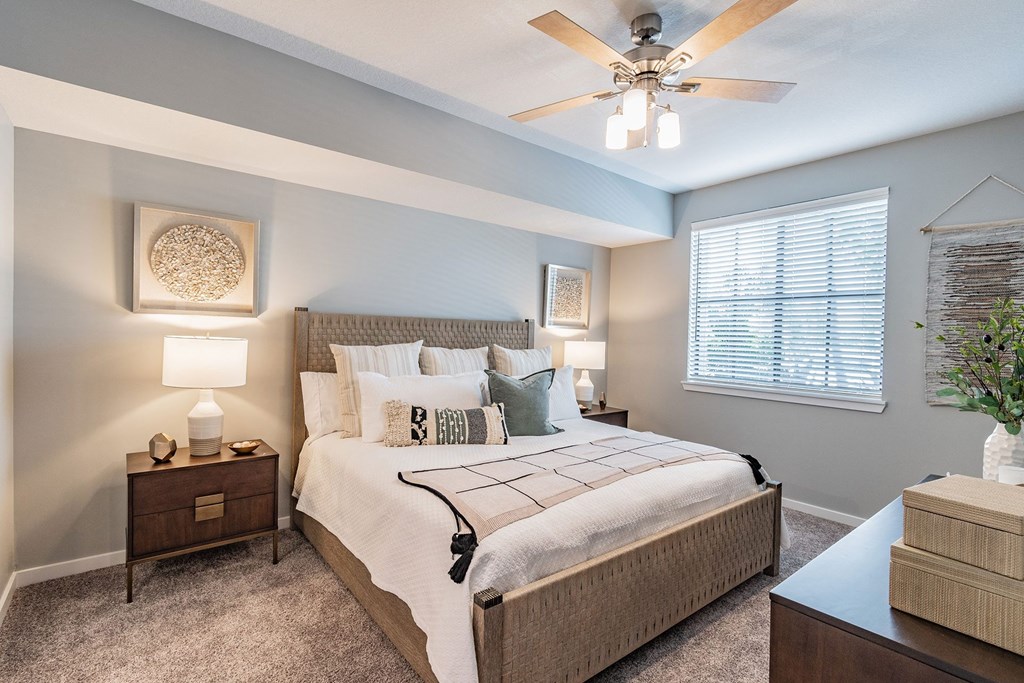 Master Bedroom with Ceiling Fan at Edge75, Naples, FL 34104