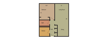 1 Bed 1 Bath Floor Plan at Esplanade at City Park, New Orleans, LA