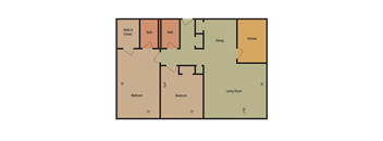 CARROLLTON 2 Bedroom 2 Bathroom Floor Plan at Esplanade at City Park, Louisiana, 70119