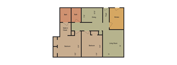 CLAIBORNE 2 Bed 2 Bath Floor Plan at Esplanade at City Park, Louisiana