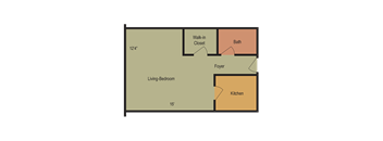 Studio Floor Plan at Esplanade at City Park, Louisiana, 70119