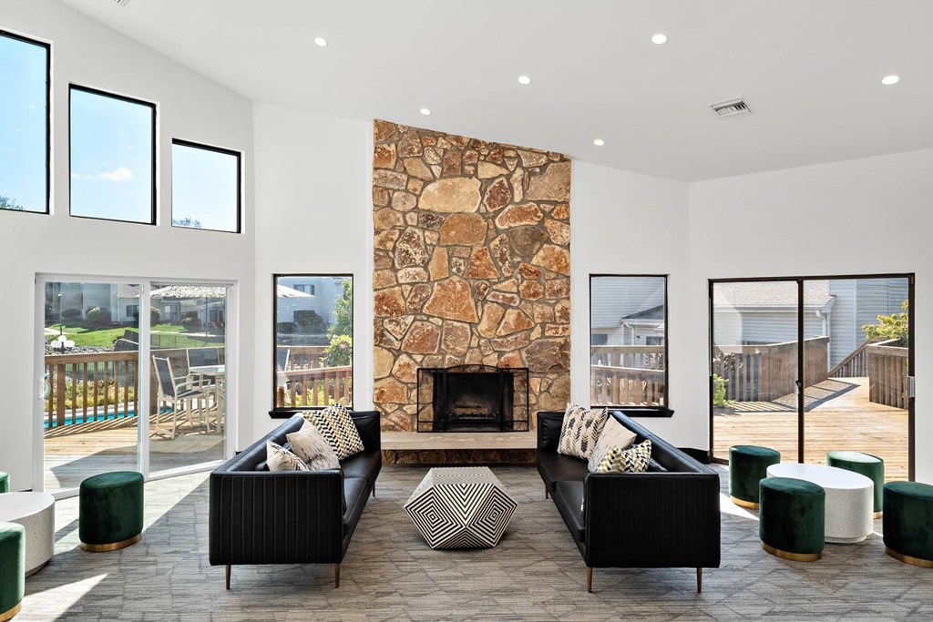 Clubhouse Fireplace Seating at Glen at Bogey Hills, St. Charles, 63303