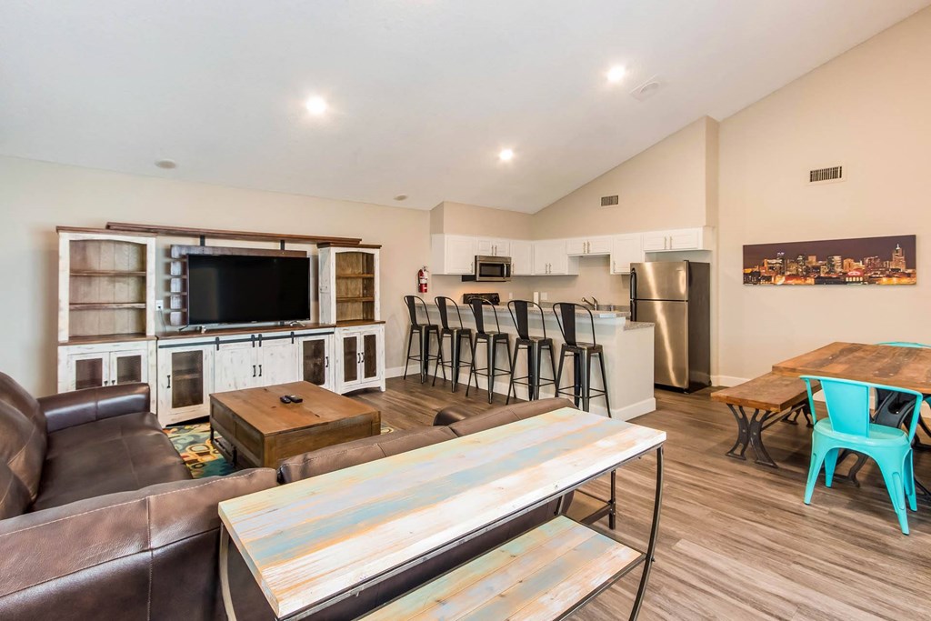 Clubhouse with Kitchen and TV at Glen at Lakewood, Lakewood, Colorado