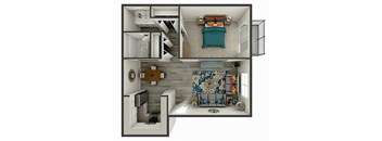 1 bedroom 1 bath floor plan at Glen at Lakewood, Lakewood, CO