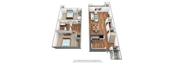 2 Bed 1.5 Bath Floor Plan at Glen at North Creek, Everett, Washington