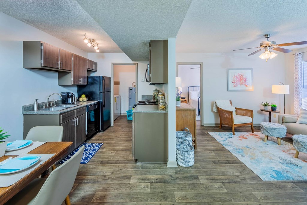 Kitchen Dining and Living view at Lofts of Wilmington, Wilmington, NC