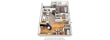 1 Bedroom A 1 Bath Floor Plan at Malvern Lakes, Fredericksburg, Virginia