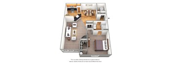 1 Bedroom A 2 Bath Floor Plan at Malvern Lakes, Fredericksburg, Virginia