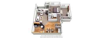1 Bedroom A 3 Bath Floor Plan at Malvern Lakes, Fredericksburg, Virginia
