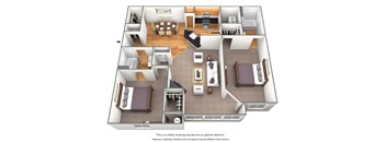 2 Bedrooms and 2 Bathrooms Floor Plans at Malvern Lakes, Fredericksburg, 22406