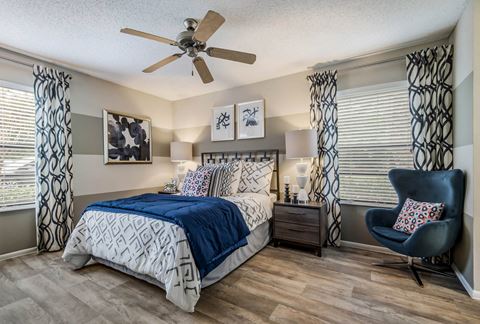 Bedroom with Ceiling Fan at Sanford Landing Apartments, Sanford, FL 32771