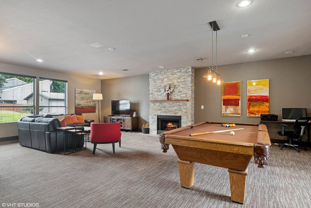 Billiards Table in Clubhouse at North Creek Apartments, Everett, WA, 98208