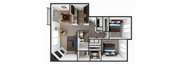 2 bedroom floor plan B at North Creek Apartments, Washington, 98208