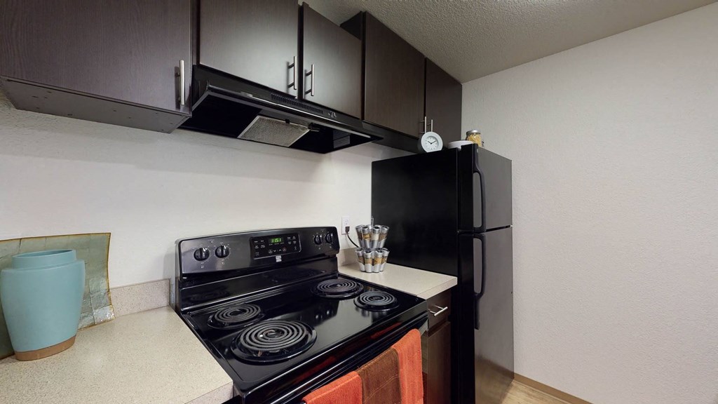 Kitchen table top with cabinets at North Creek Apartments, Washington
