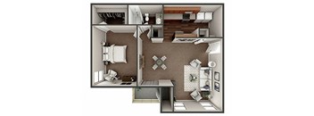 1 bedroom 1 bathroom floor plan at River Crossing Apartments, Thunderbolt, GA, 31404