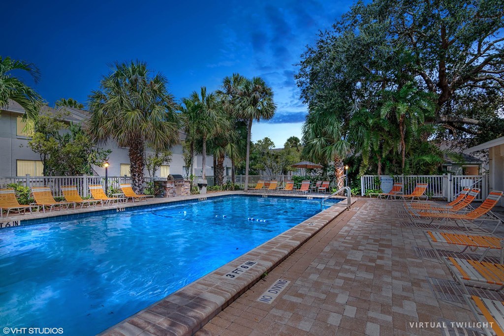 Pool During Twilight Pool During Twilight at Sarasota South, Bradenton, FL