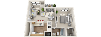 1 bedroom 1 bath floor plan A at St. Johns Forest Apartments, Florida