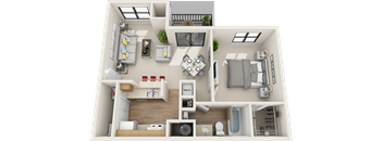 1 bedroom 1 bath floor plan at St. Johns Forest Apartments, Jacksonville