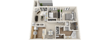 1 bedroom 1 bath floor plan D at St. Johns Forest Apartments, Jacksonville, FL