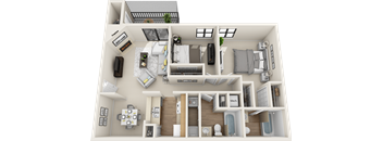 1 bedroom 1 bath floor plan E at St. Johns Forest Apartments, Jacksonville, 32277