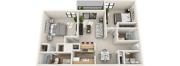 2 bedroom 2 bath floor plan A at St. Johns Forest Apartments, Florida