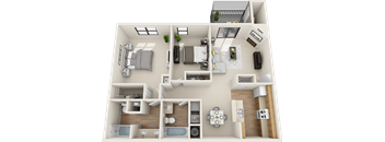 2 bedroom 2 bath floor plan B at St. Johns Forest Apartments, Florida, 32277