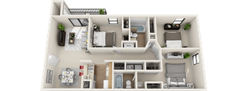 3 bedroom 2 bath floor plan A at St. Johns Forest Apartments, Jacksonville, FL