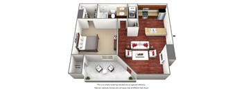 1 Bedroom 1 Bathroom Floor Plan C at The Glen, Texas, 75067