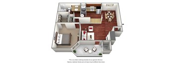 1 Bedroom 1 Bathroom Floor Plan C at The Glen, Texas, 75067