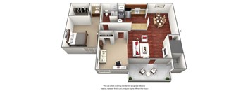 1 Bedroom 1 Bathroom Floor Plan C at The Glen, Texas, 75067