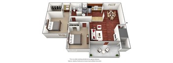 2 Bed 2 Bath Floor Plan A at The Glen, Lewisville, 75067