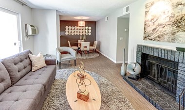 Living Area With Fireplace at Union Heights Apartments, Colorado Springs, CO, 80918 - Photo Gallery 4
