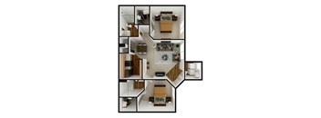 2 bedroom 2 bath floor plan at University Park Apartments, Orlando, FL, 32817