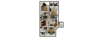 3bedroom 3 bath floor plan at University Park Apartments, Orlando, FL